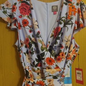 Plus size floral wrap dress